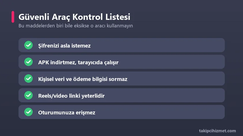 Şifresiz izlenme aracı güvenlik kontrol listesi